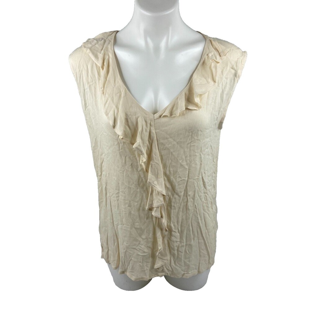 Culture Code Women Small Ruffle Top Sleeveless Lightweight Beige Casual NWT